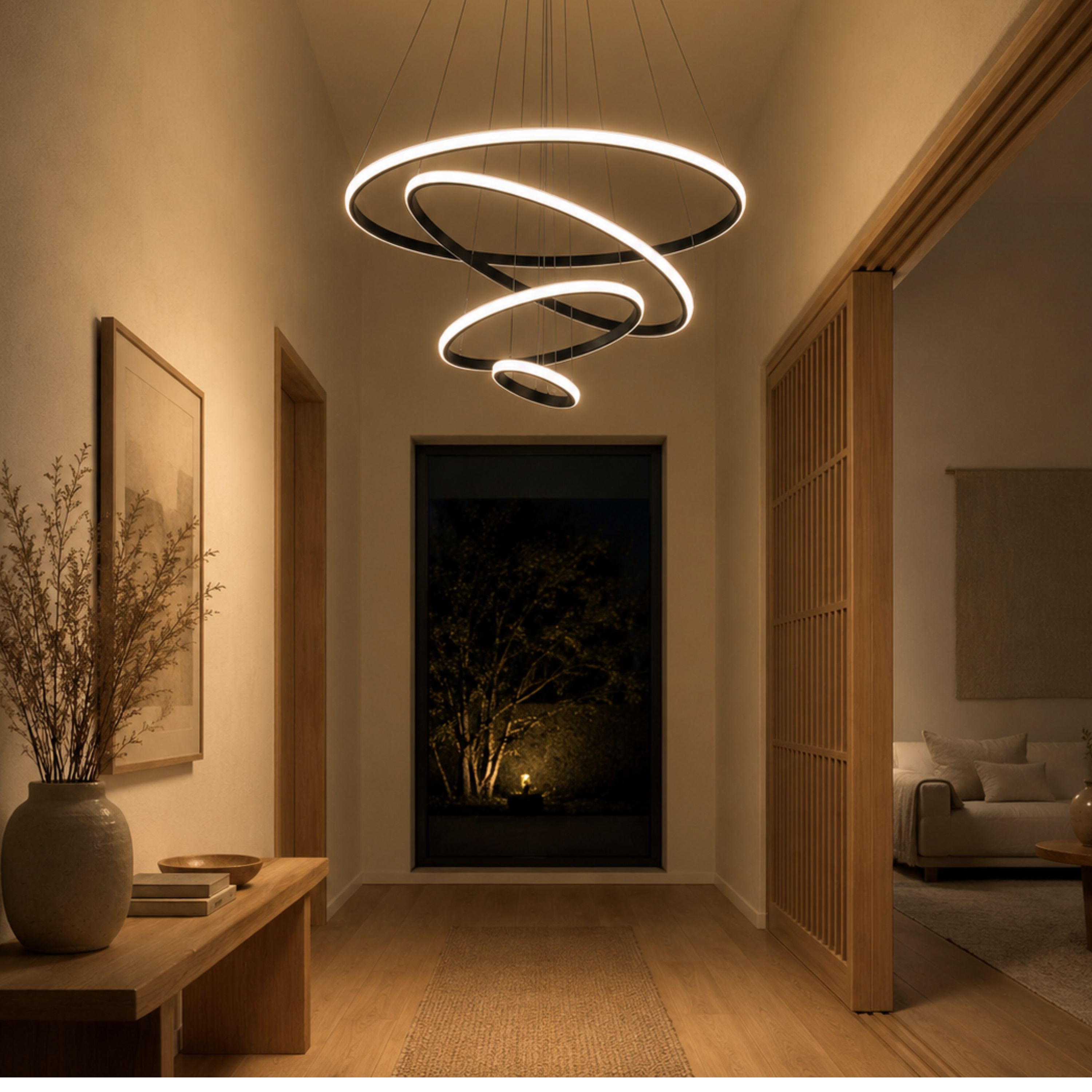 Gold Ring LED Pendant Chandelier Ceiling Light