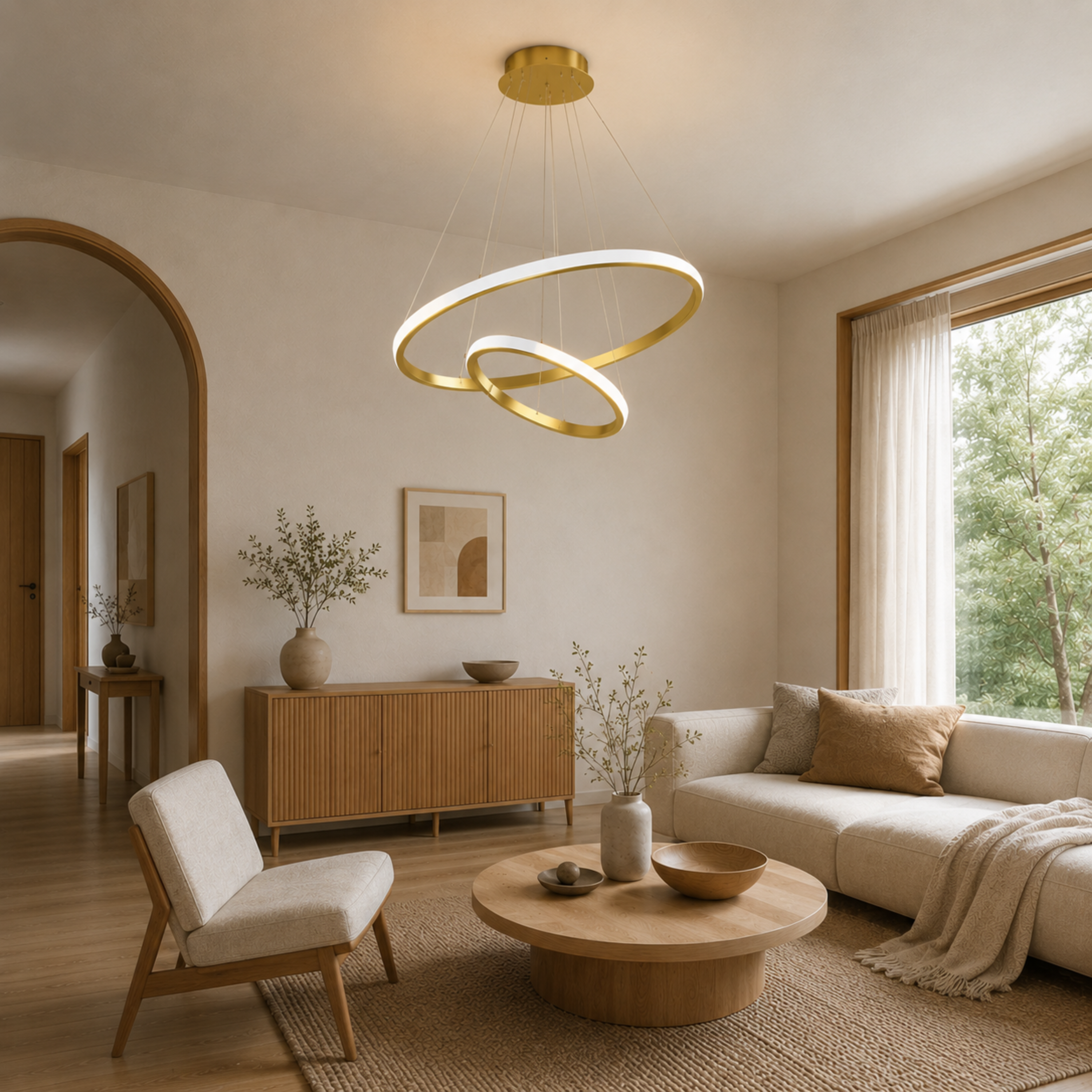 Gold Ring LED Pendant Chandelier Ceiling Light