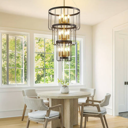 12-Light Farmhouse Staircase Chandelier