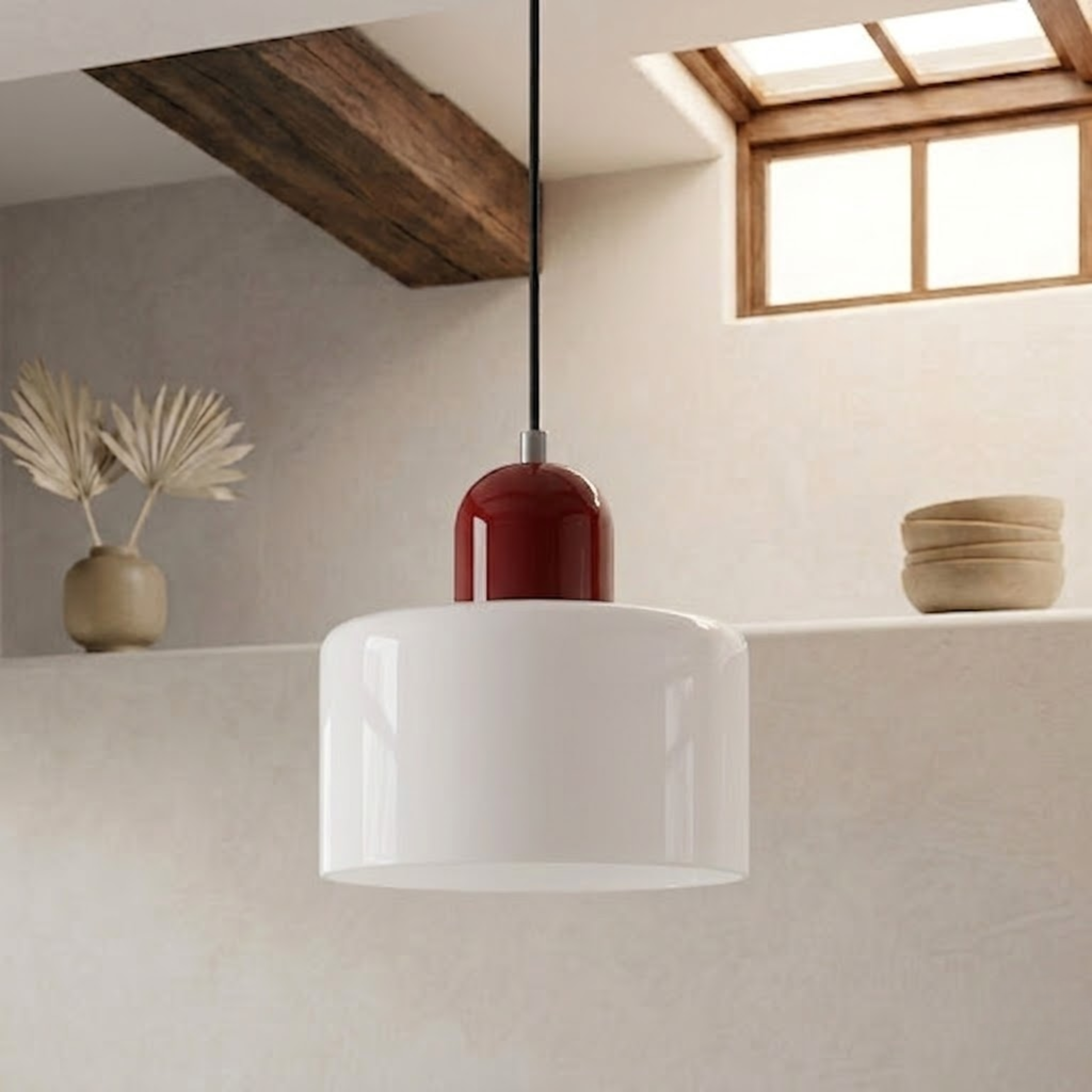 Glass Drum Pendant Light