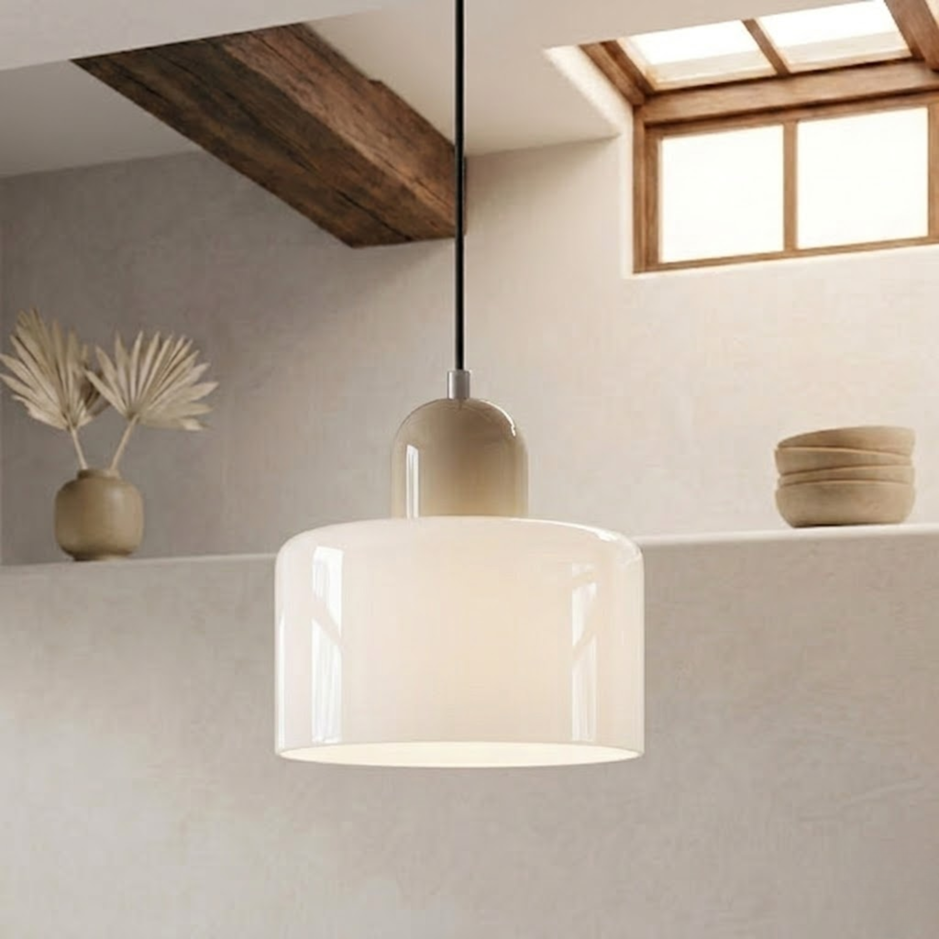 Glass Drum Pendant Light