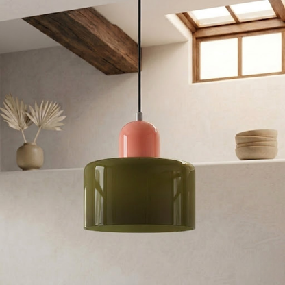 Glass Drum Pendant Light