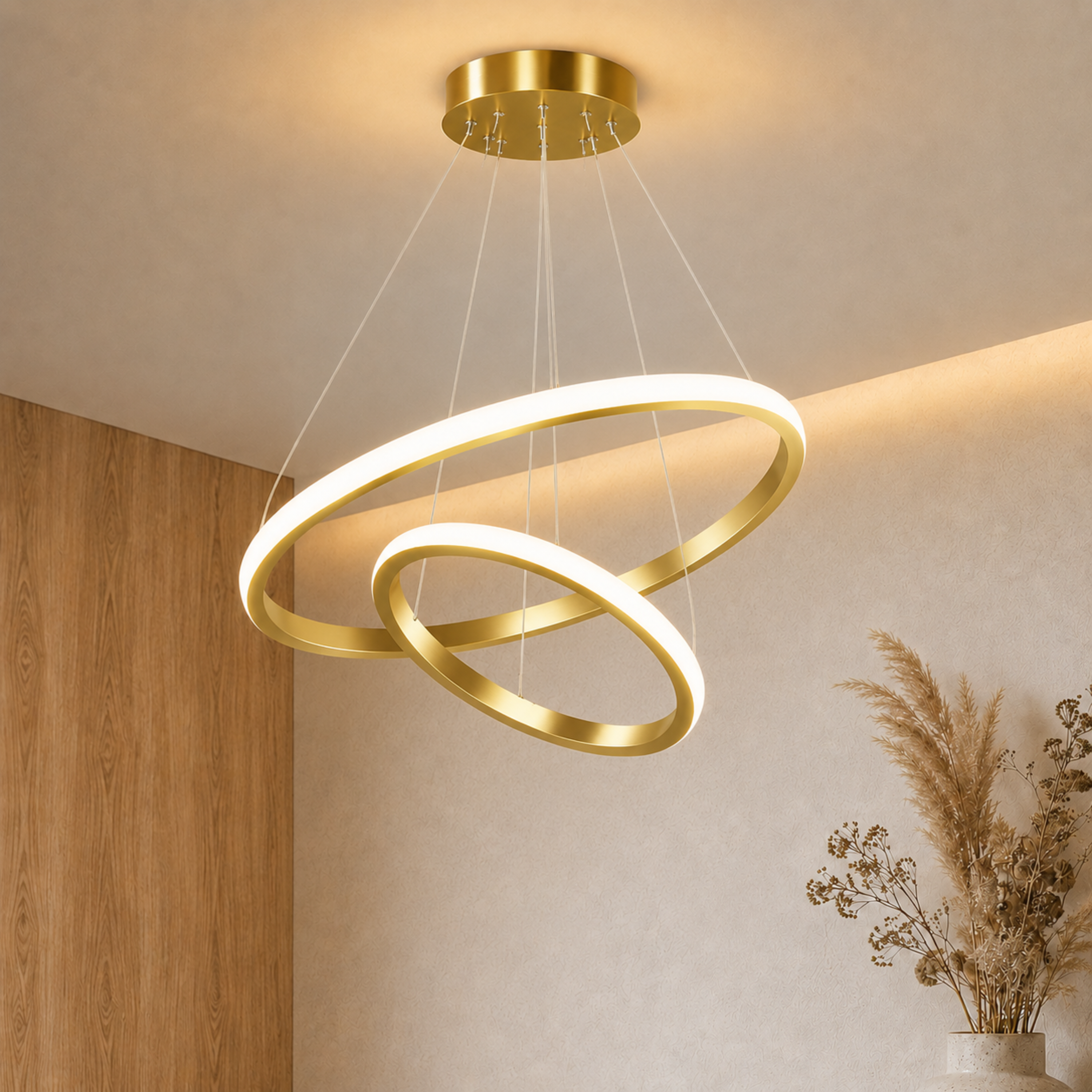 Gold Ring LED Pendant Chandelier Ceiling Light