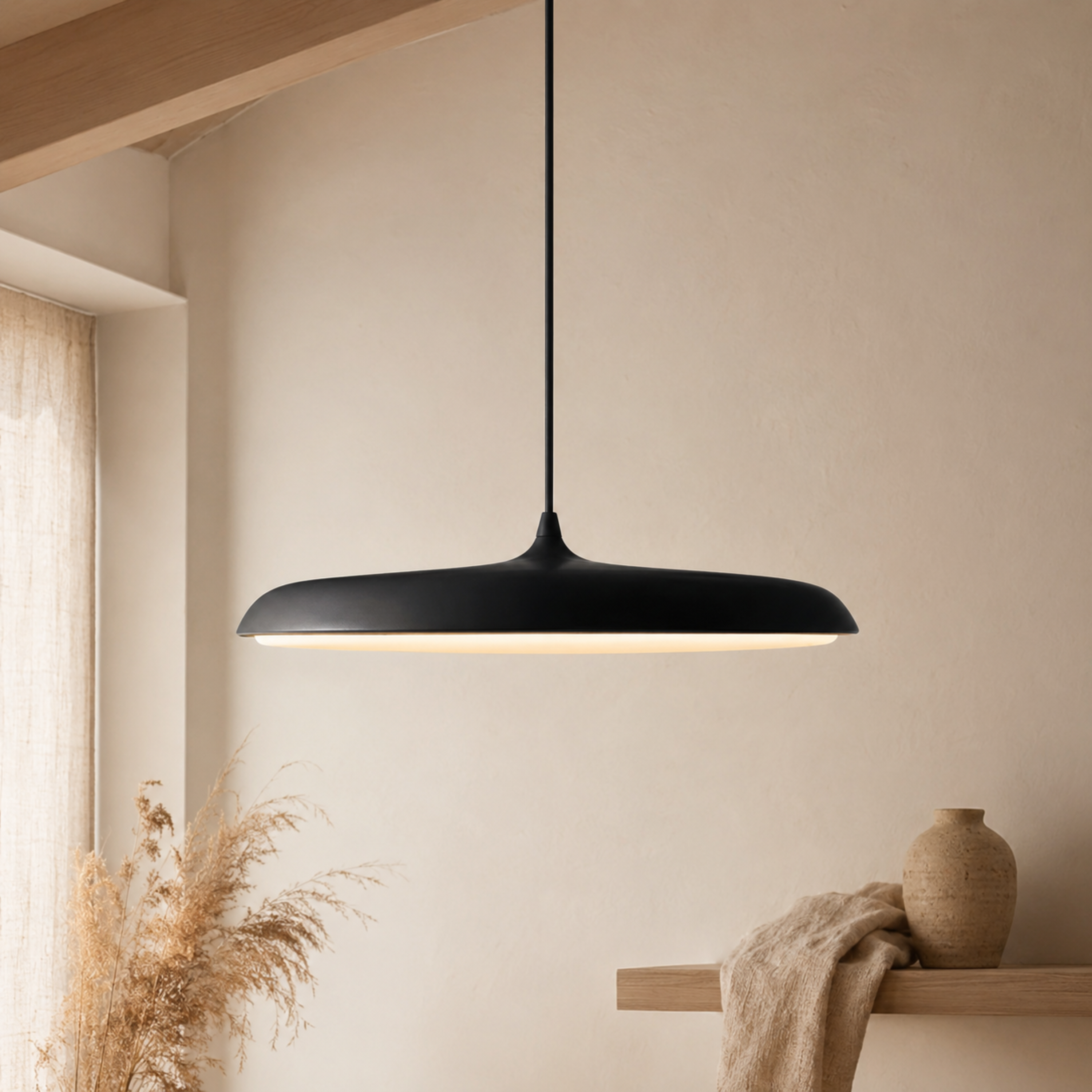 Black Slim Aluminium LED Pendant Ceiling Light