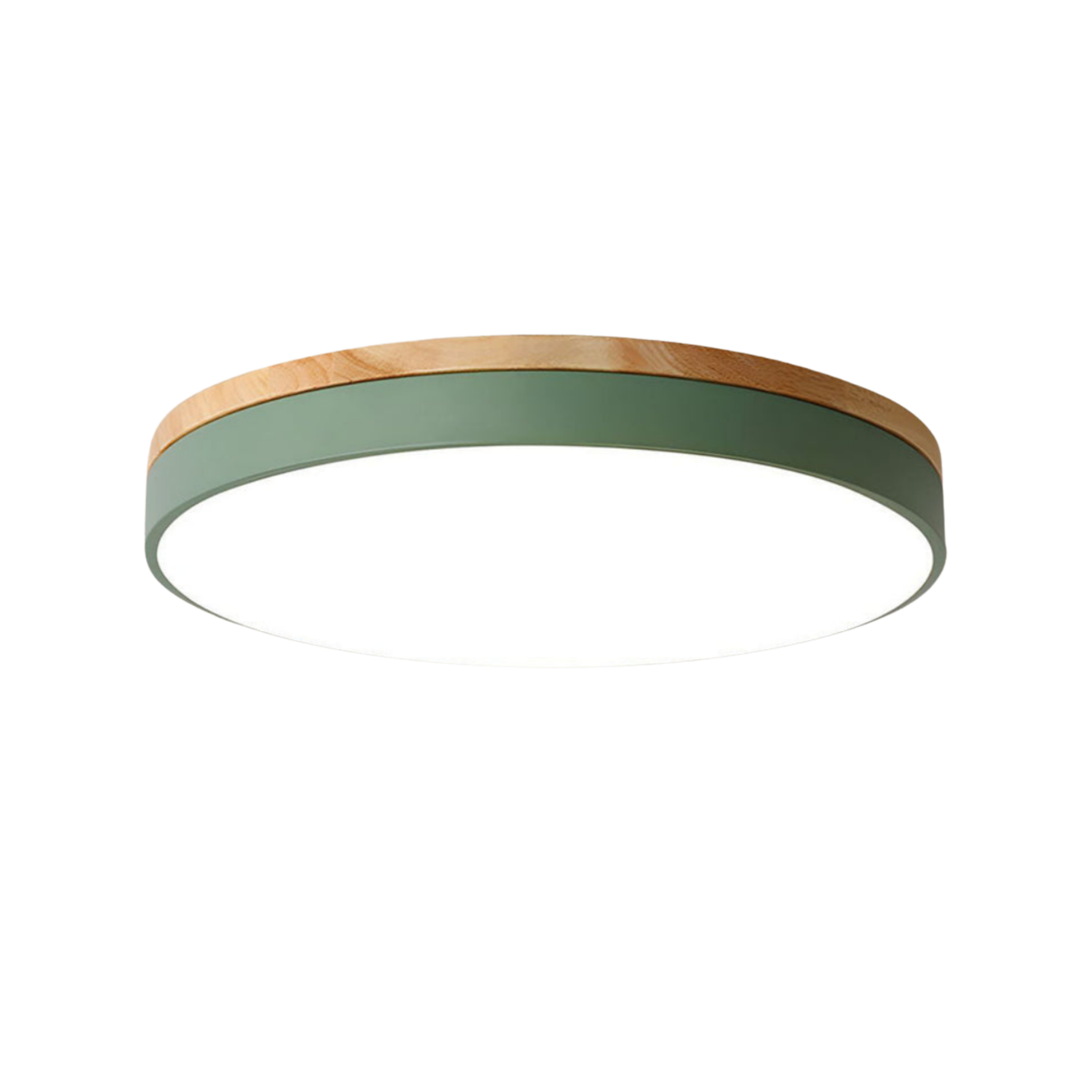 Round Wood Trim Flush Mount Ceiling Light