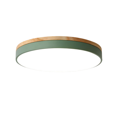 Round Wood Trim Flush Mount Ceiling Light