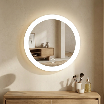 Round LED Mirror with Suction Cups