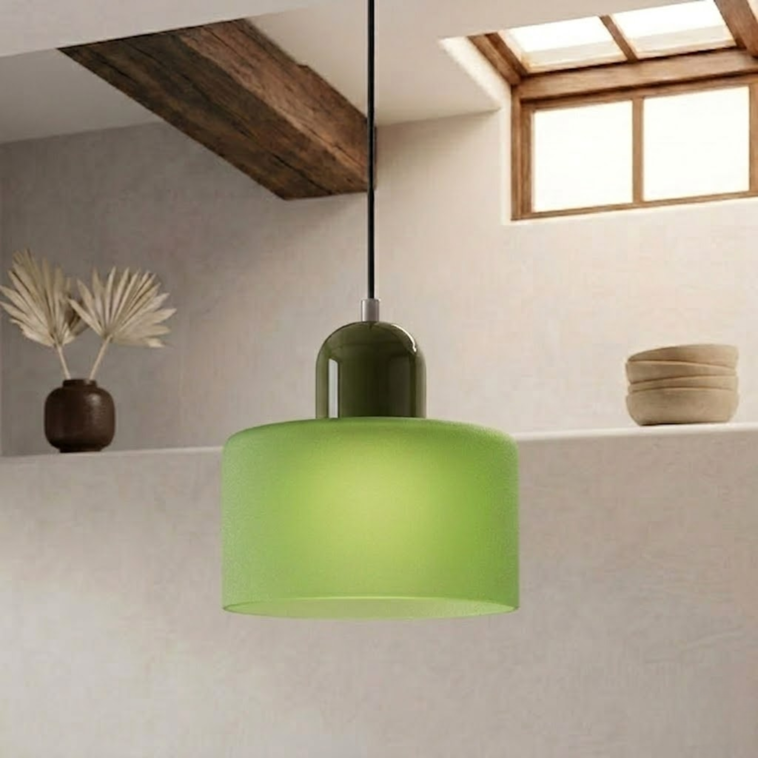 Glass Drum Pendant Light