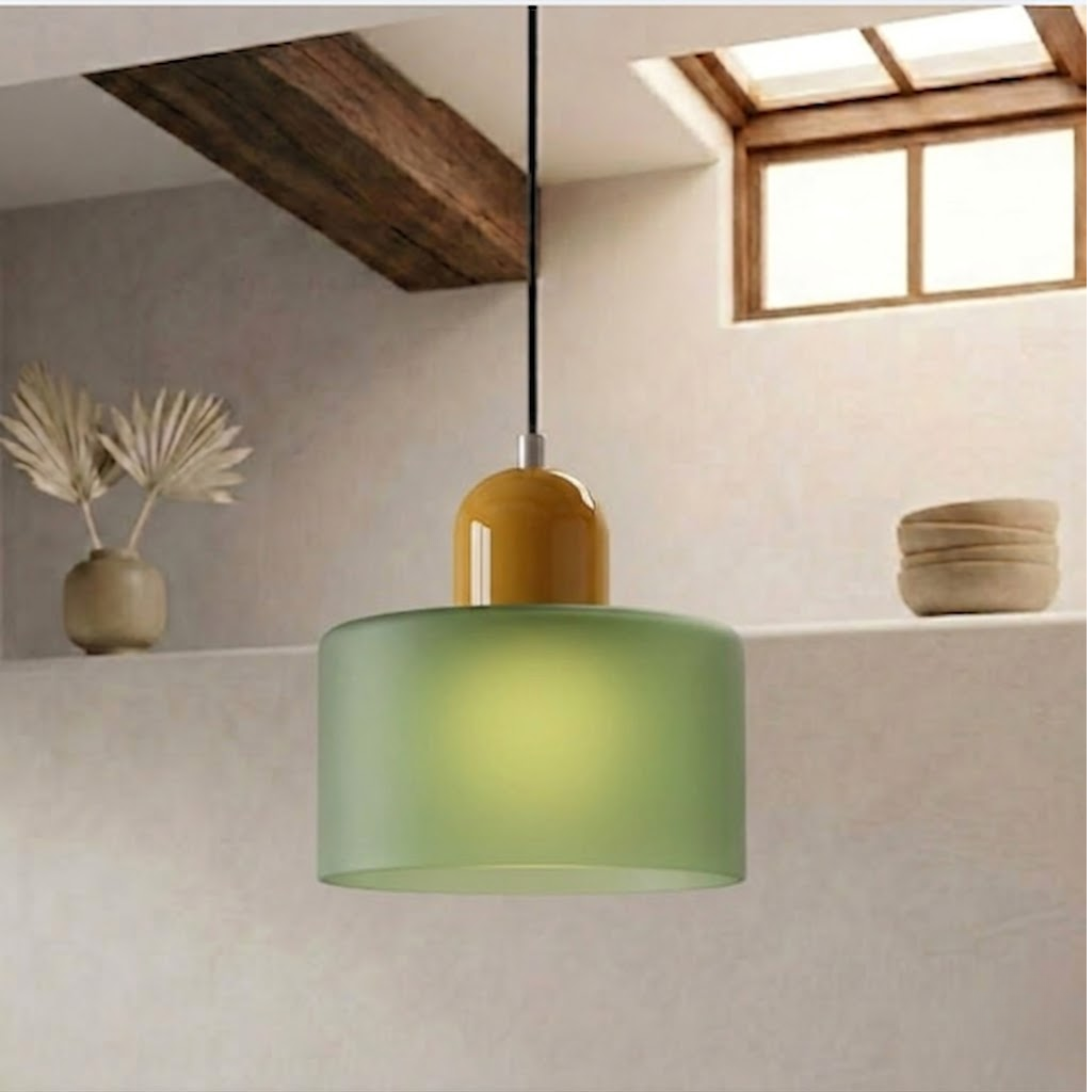 Glass Drum Pendant Light