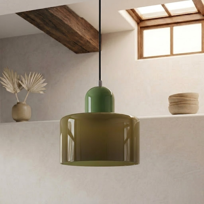Glass Drum Pendant Light