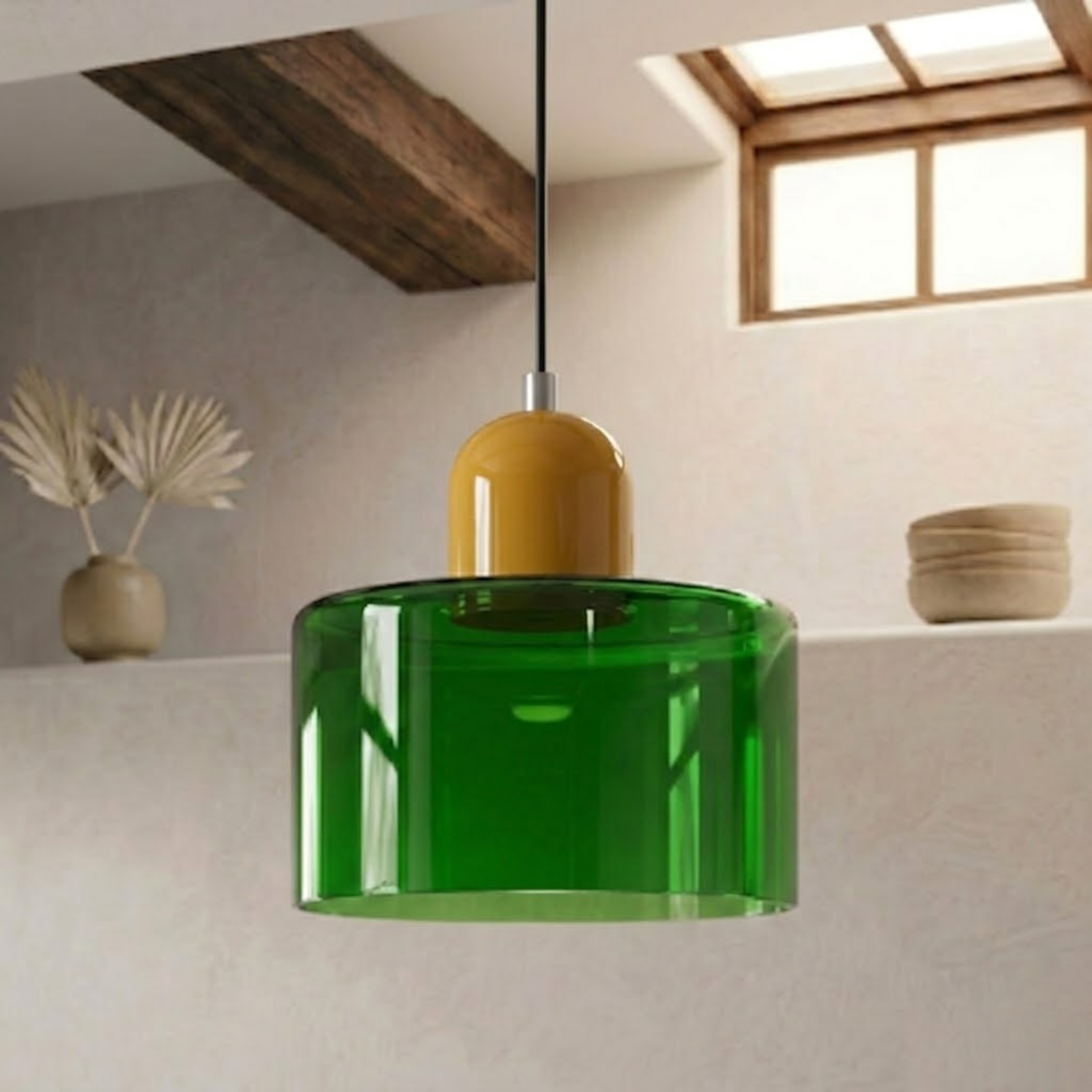 Glass Drum Pendant Light