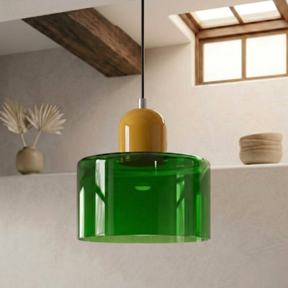 Glass Drum Pendant Light