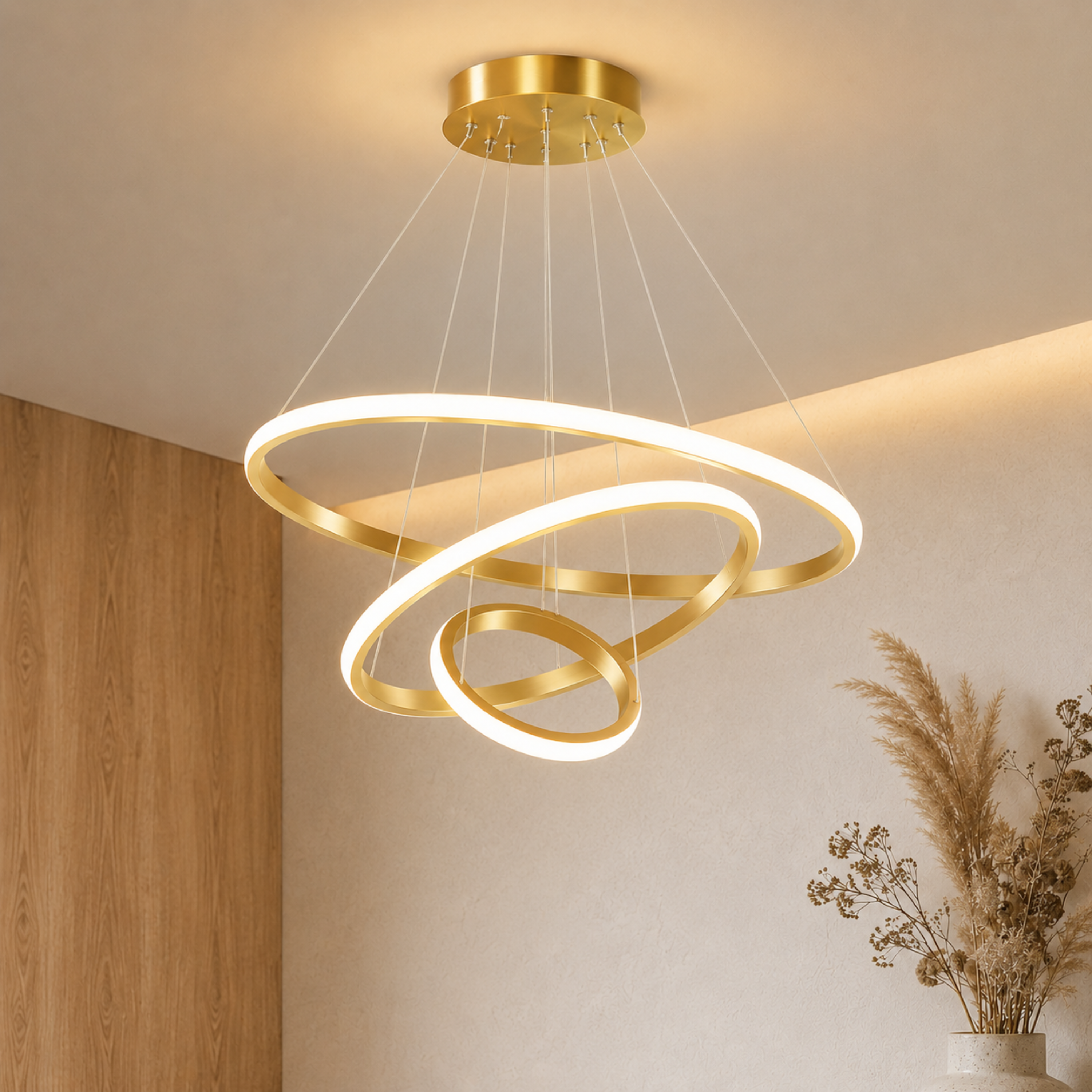 Gold Ring LED Pendant Chandelier Ceiling Light