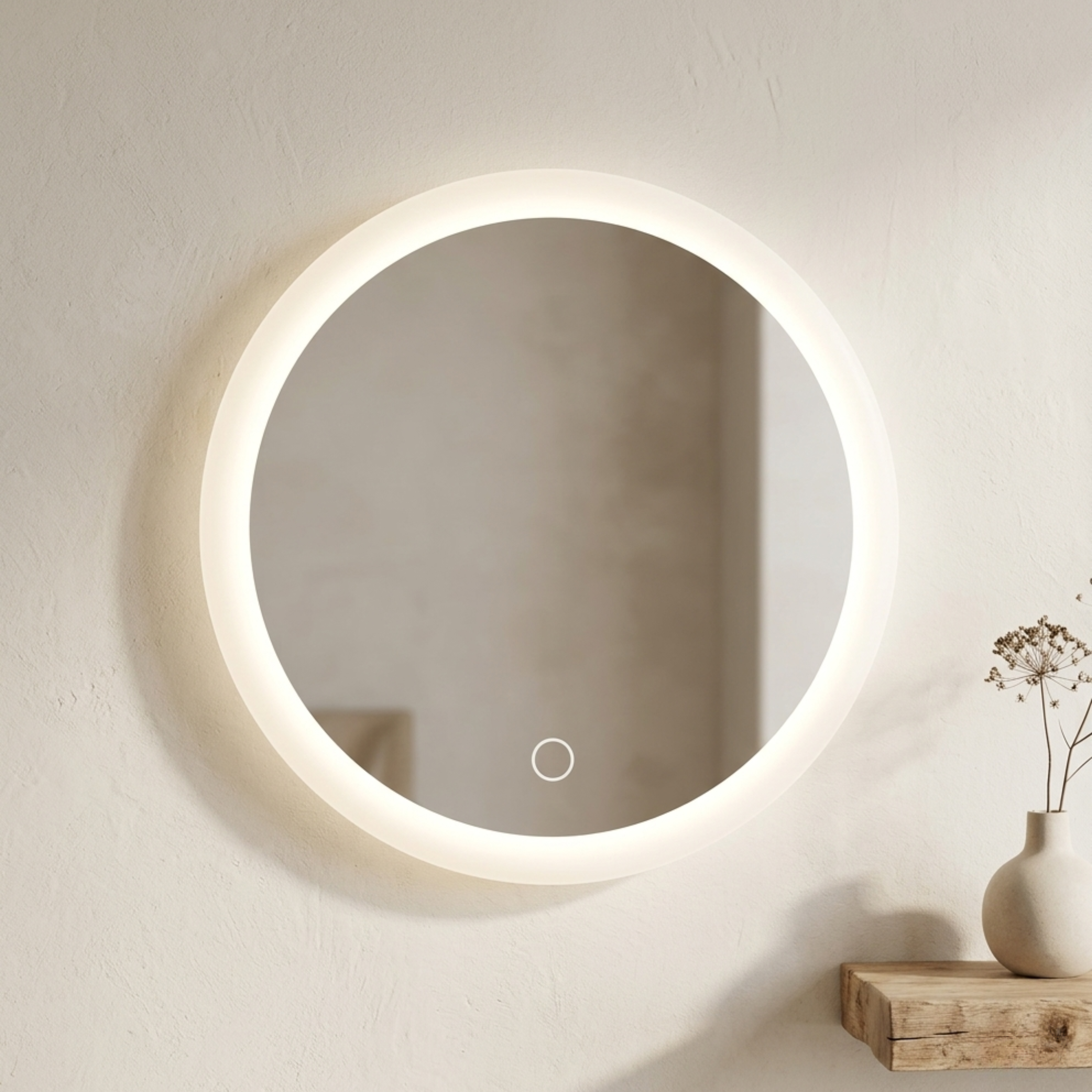 Round LED Mirror with Suction Cups