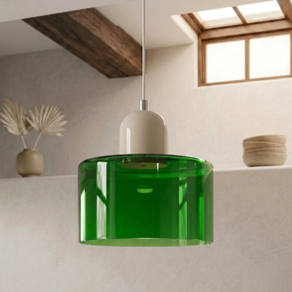 Glass Drum Pendant Light