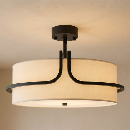 Black Fabric Semi Flush Ceiling Light