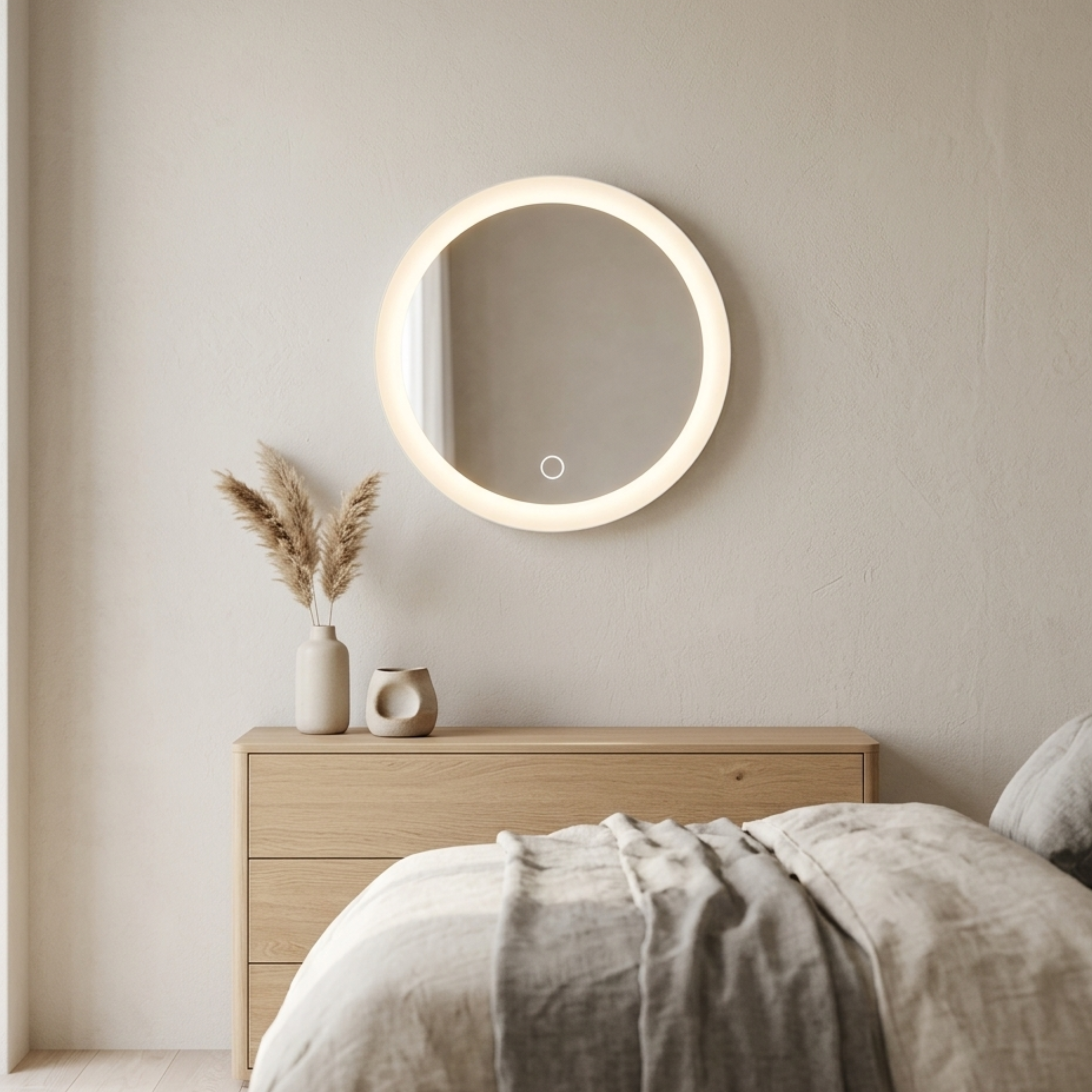 Round LED Mirror with Suction Cups