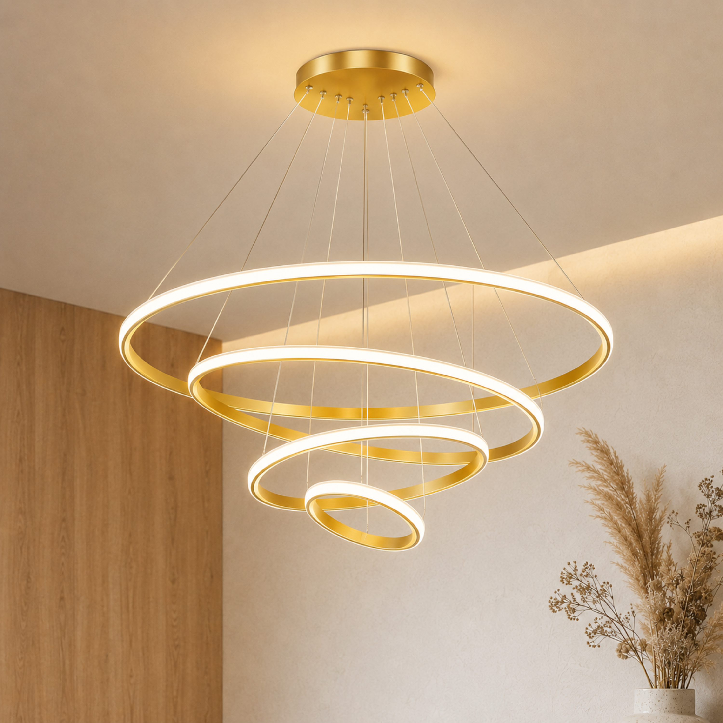 Gold Ring LED Pendant Chandelier Ceiling Light