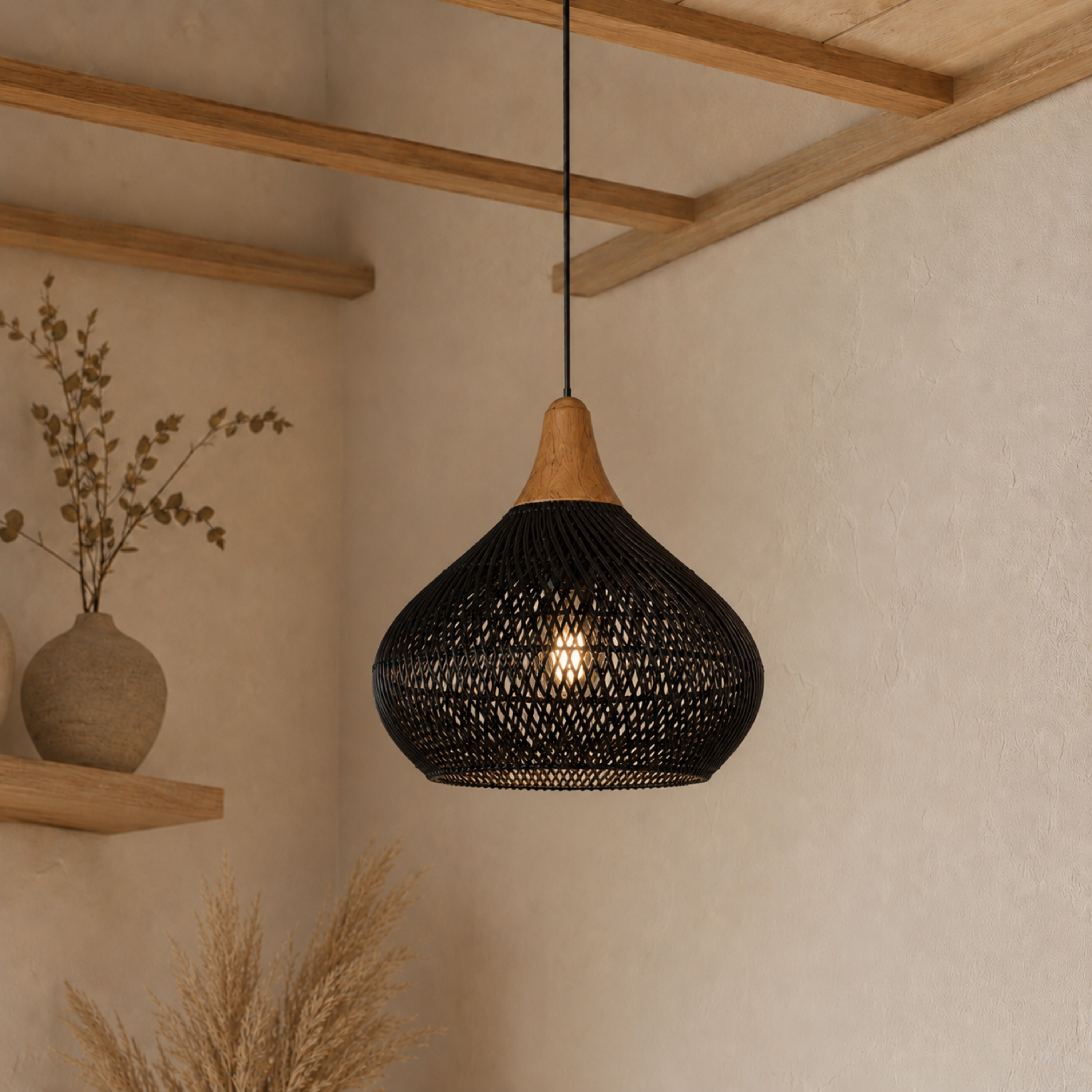 Vintage Rattan Ceiling Light