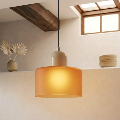Glass Drum Pendant Light