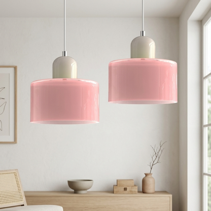 Glass Drum Pendant Light