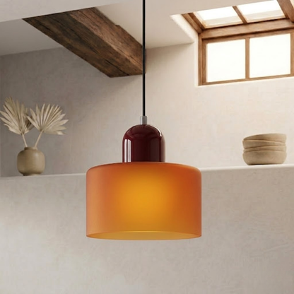 Glass Drum Pendant Light