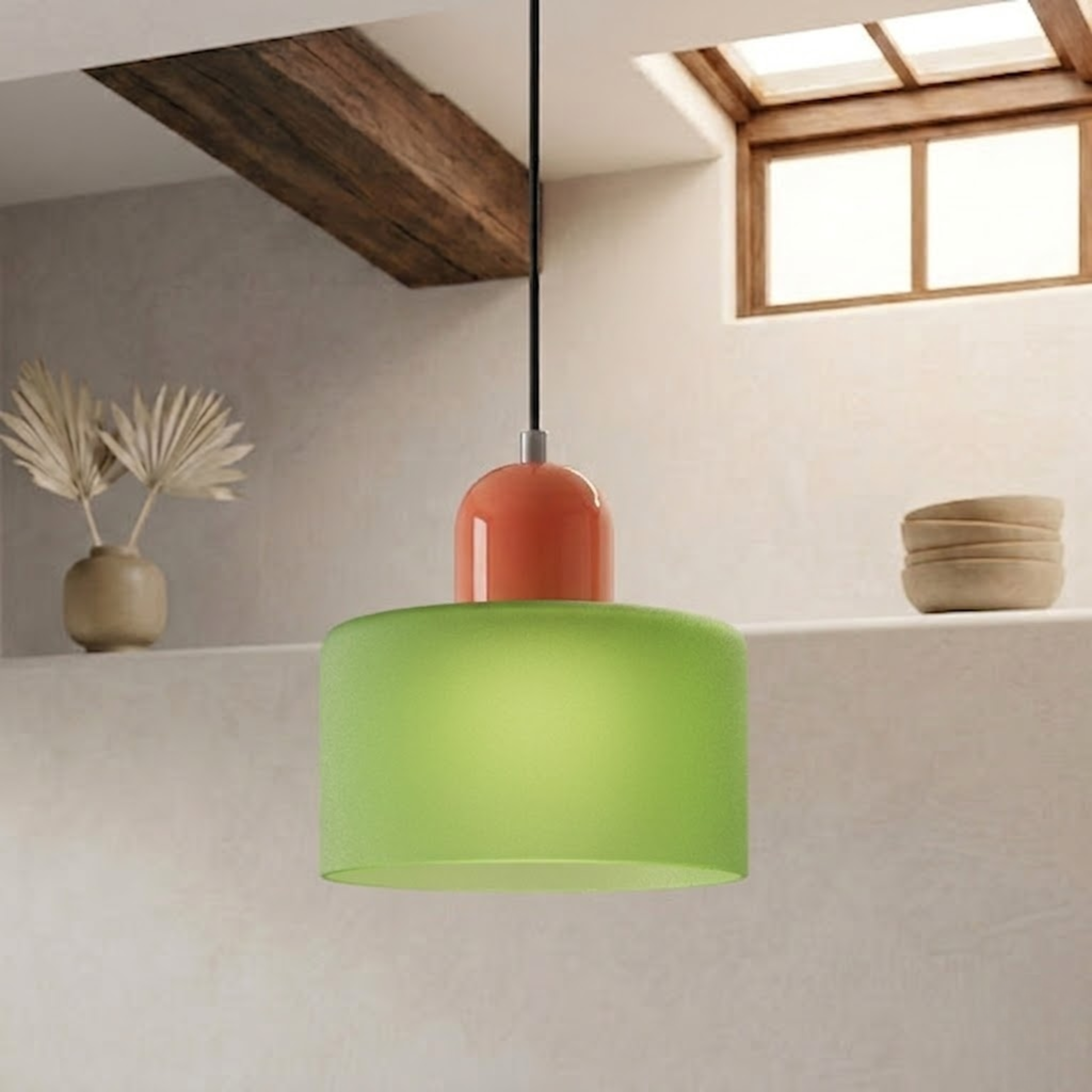 Glass Drum Pendant Light