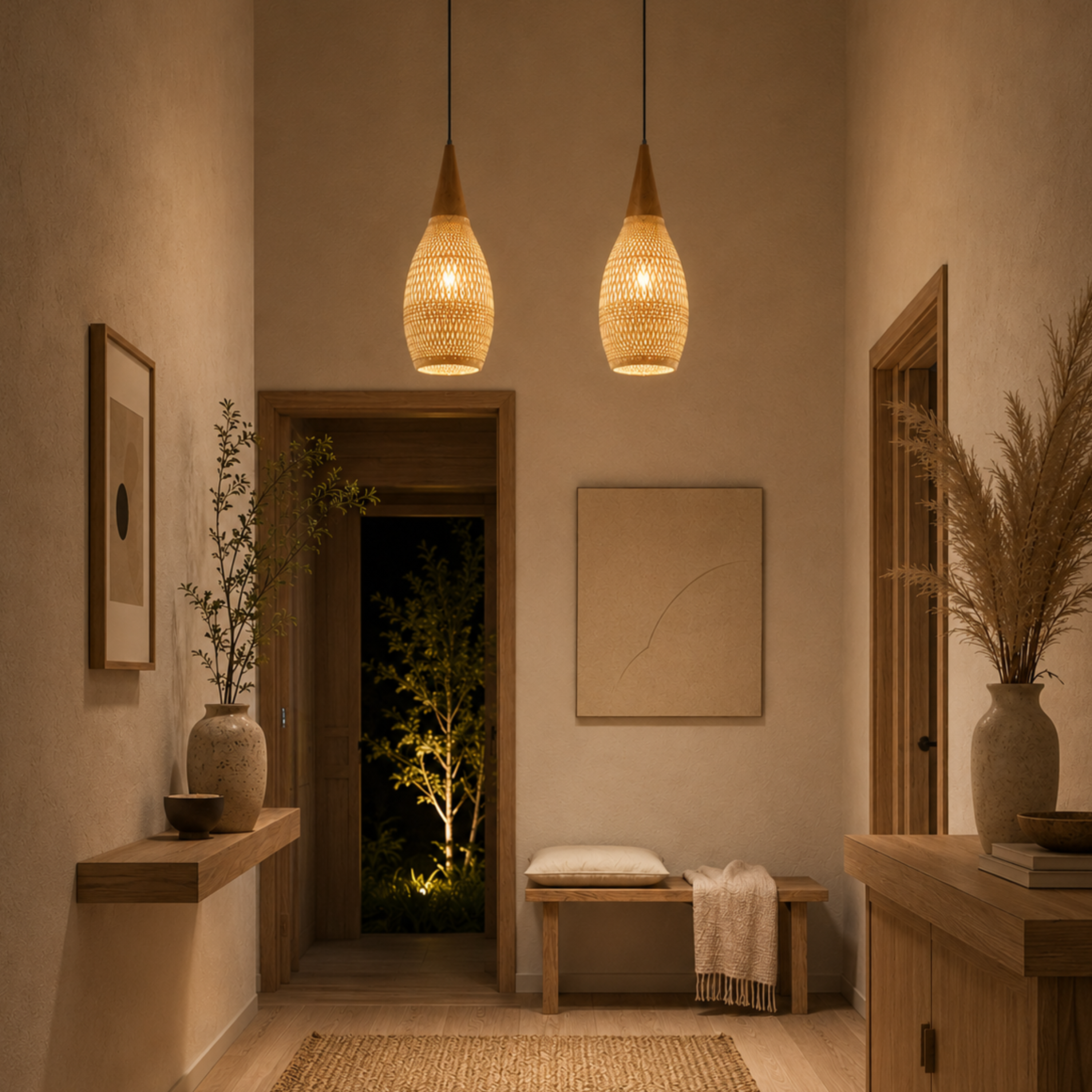 Vintage Rattan Ceiling Light