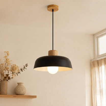 Grey Iron Wood Pendant Ceiling Light