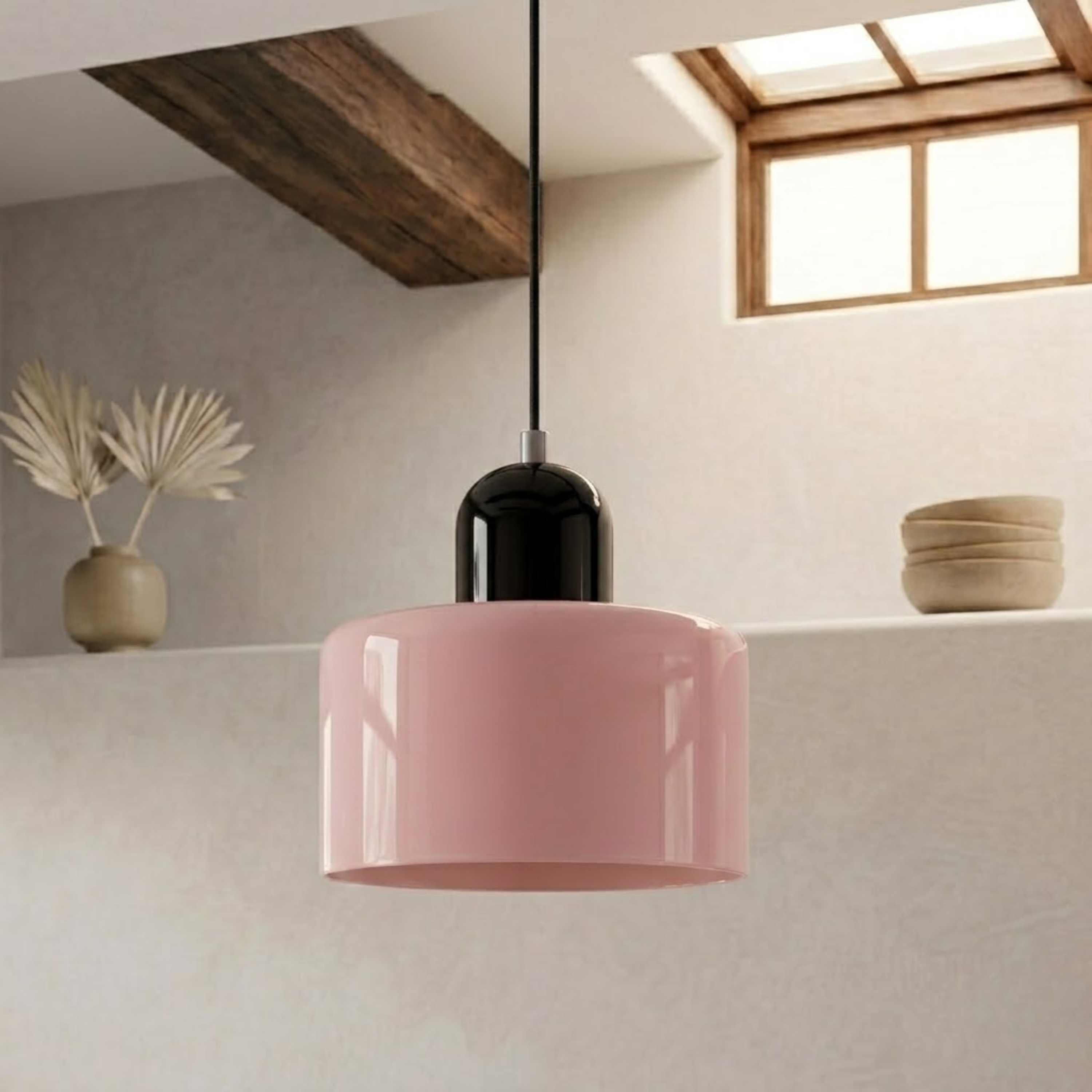Glass Drum Pendant Light