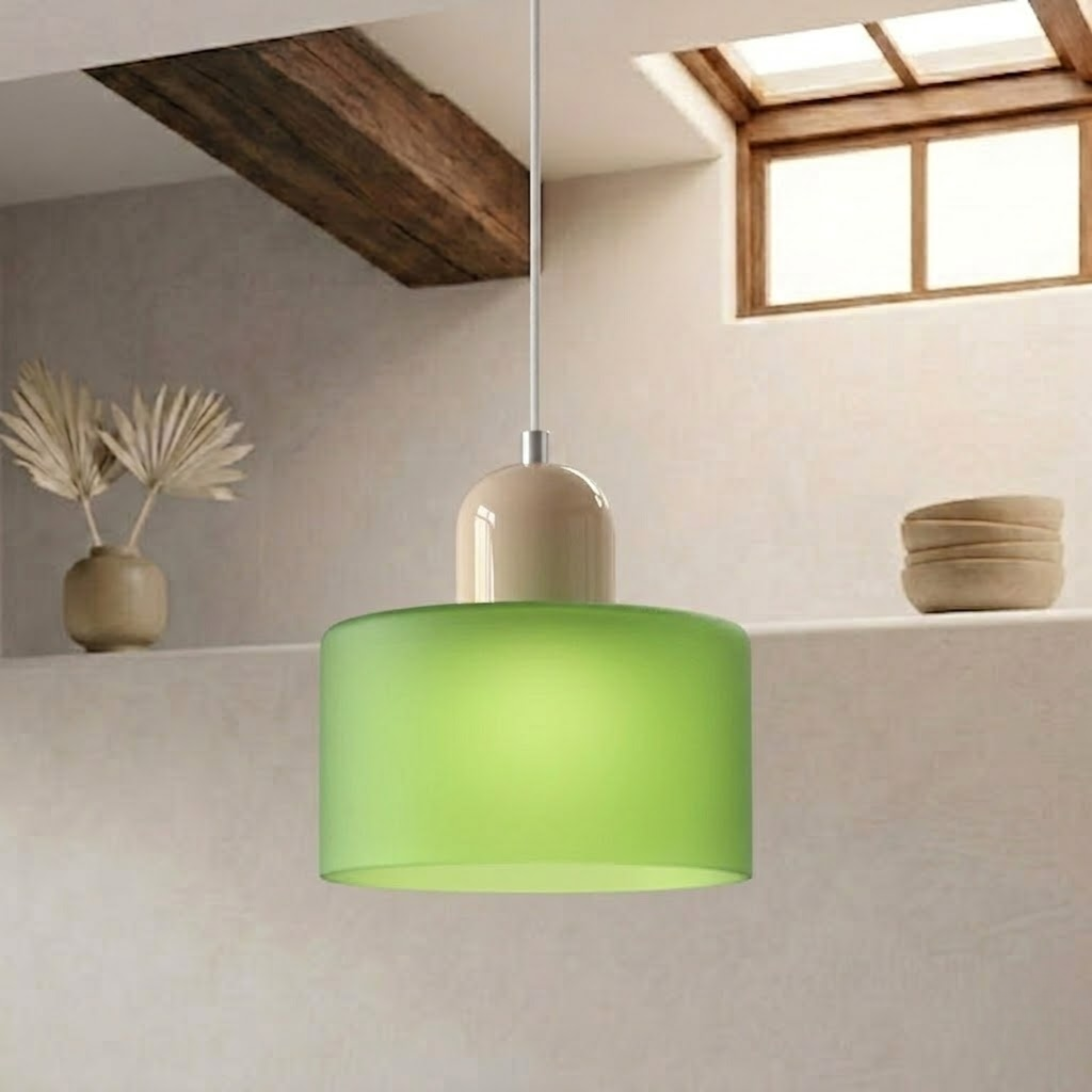 Glass Drum Pendant Light