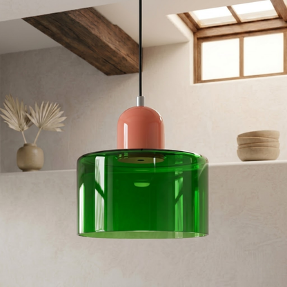 Glass Drum Pendant Light