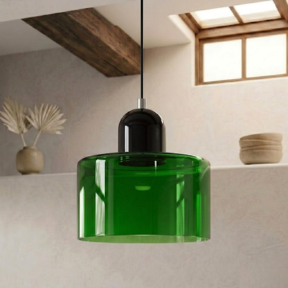 Glass Drum Pendant Light