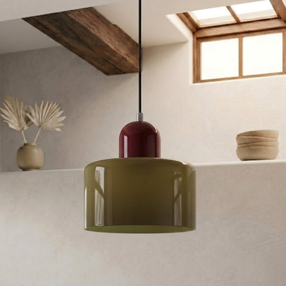 Glass Drum Pendant Light
