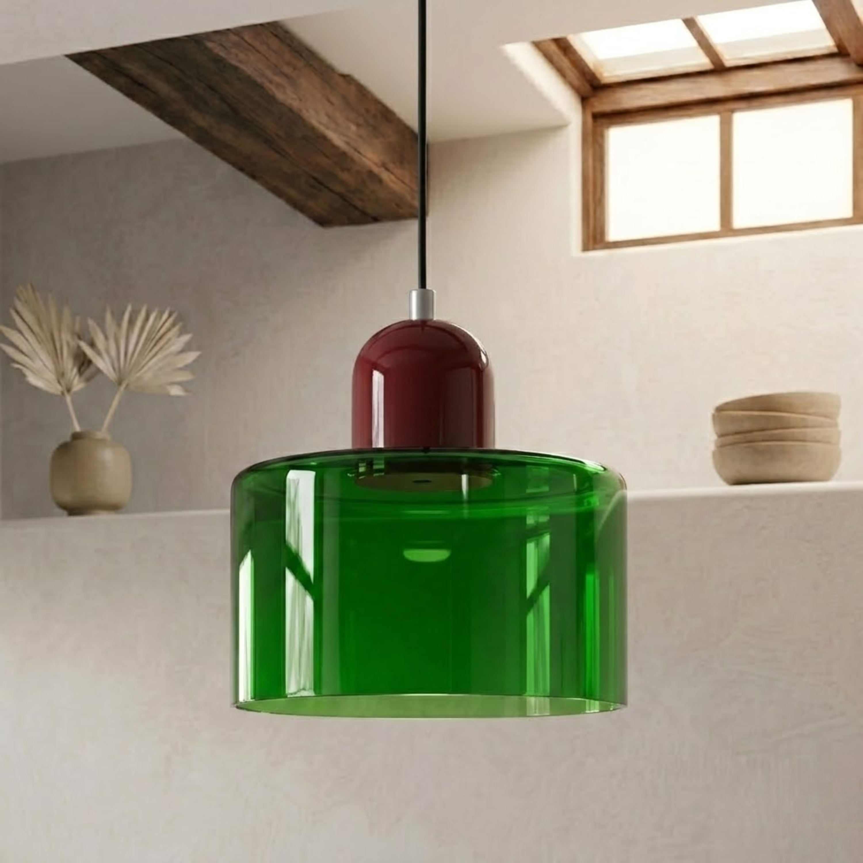 Glass Drum Pendant Light