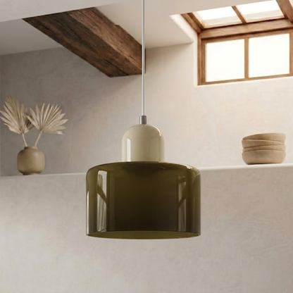 Glass Drum Pendant Light