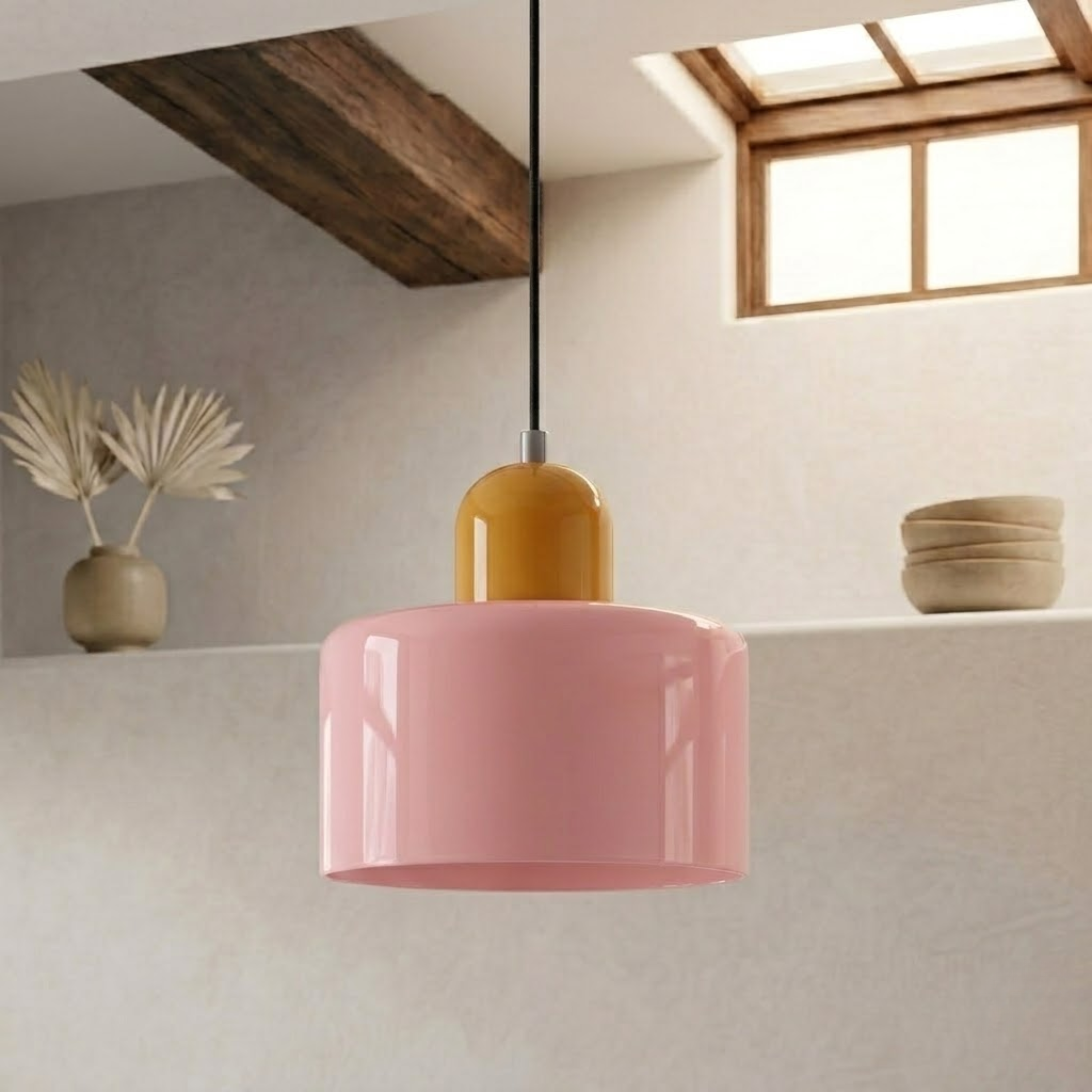 Glass Drum Pendant Light