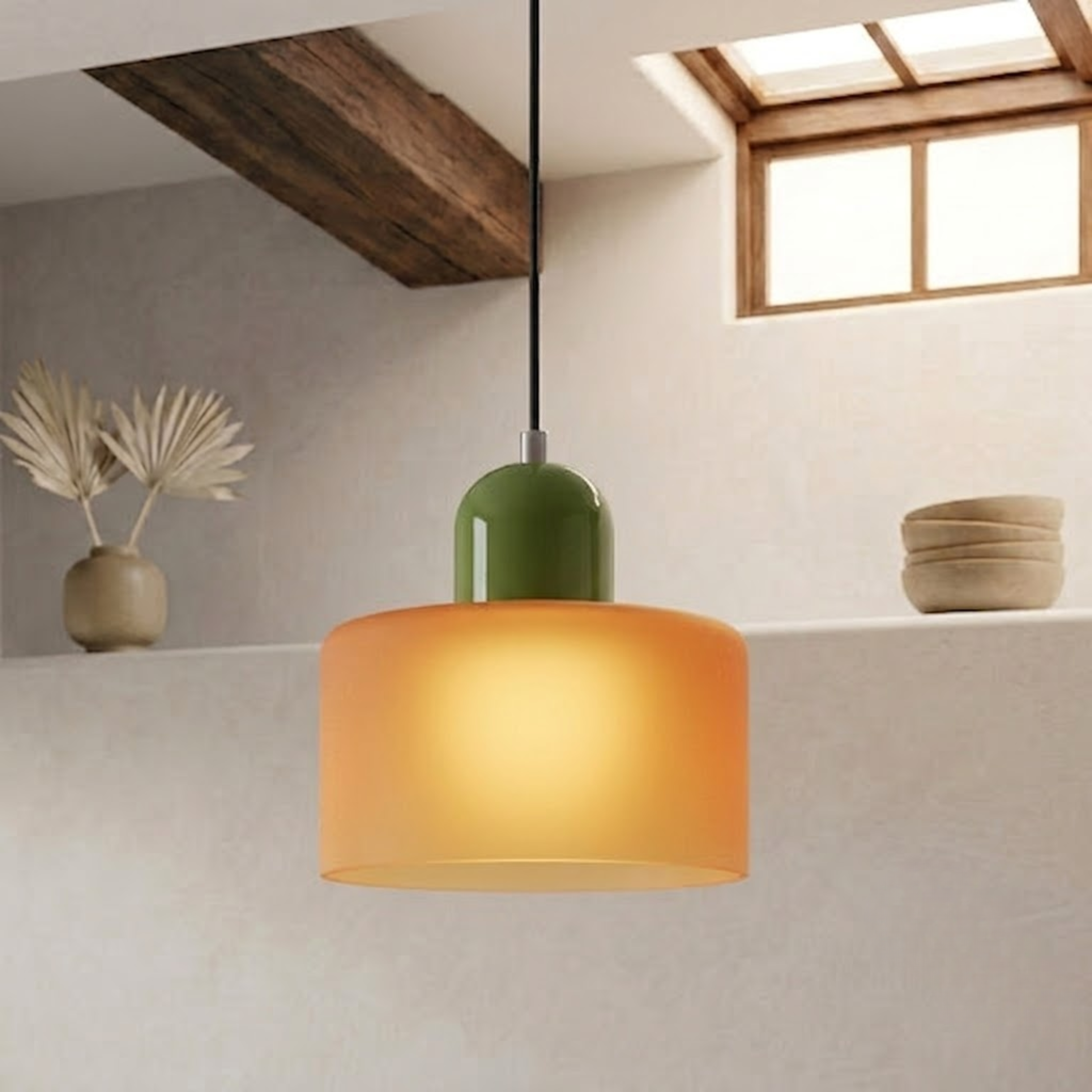 Glass Drum Pendant Light