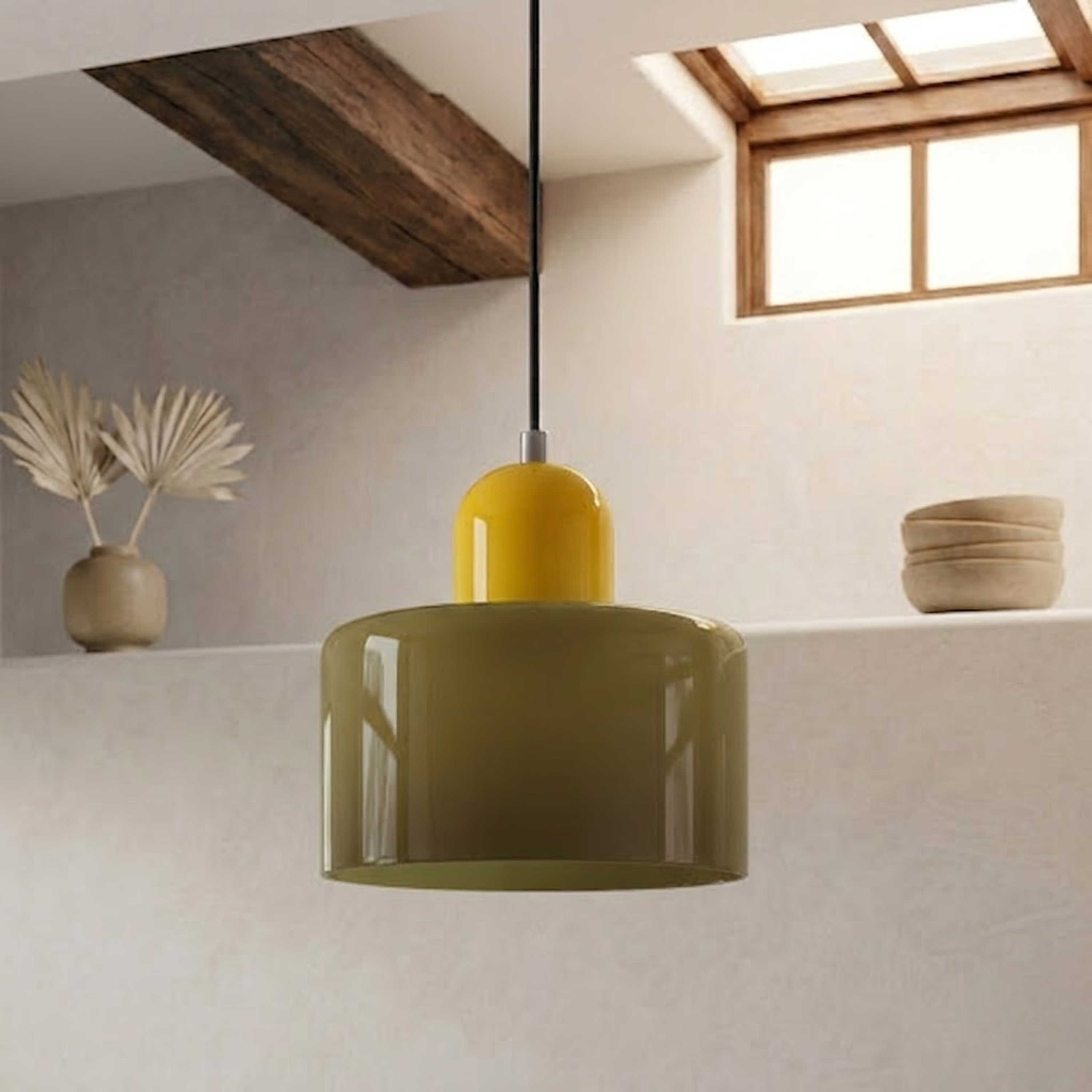 Glass Drum Pendant Light