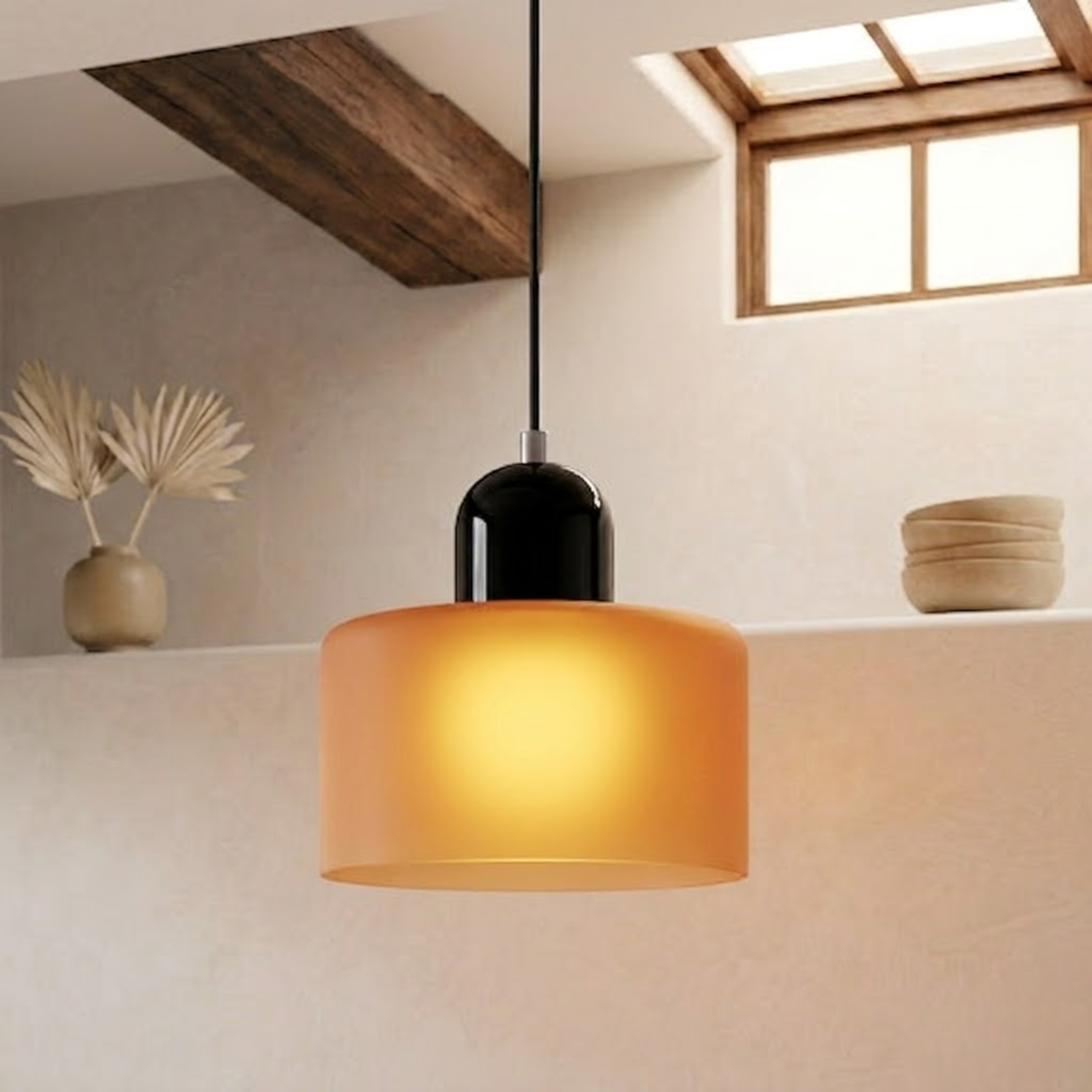 Glass Drum Pendant Light