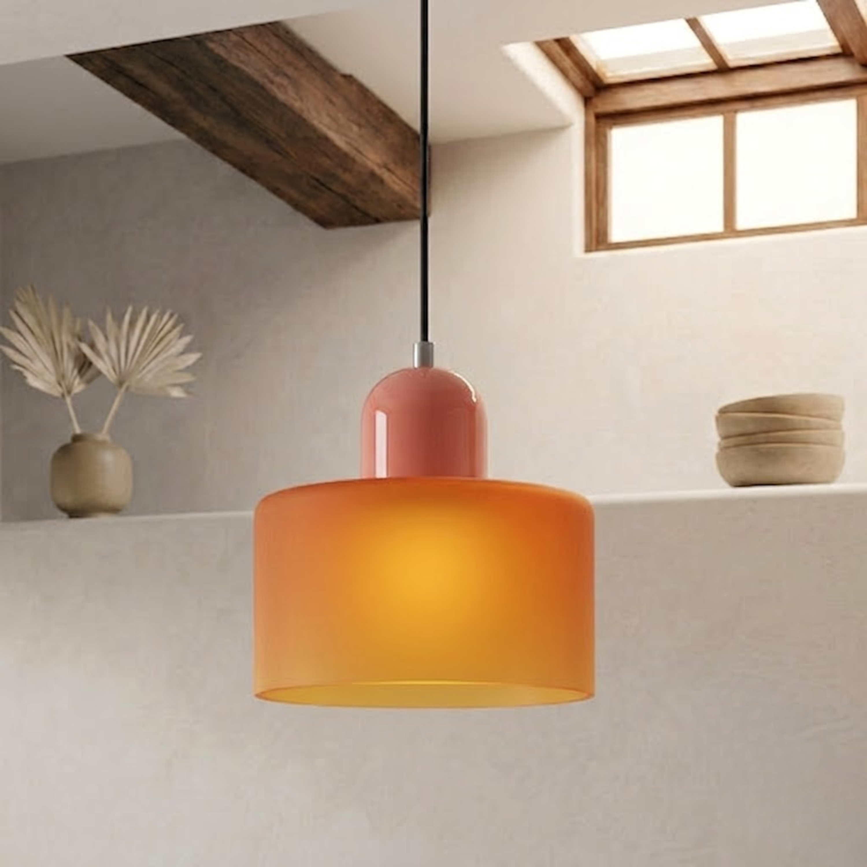 Glass Drum Pendant Light
