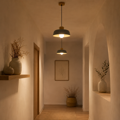 Grey Iron Wood Pendant Ceiling Light
