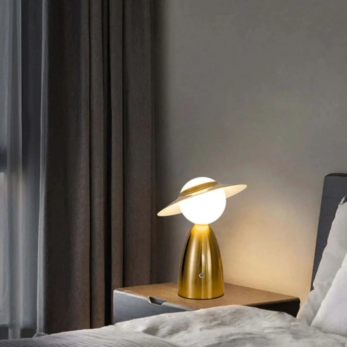 Adjustable Touch Control Table Lamp With Wireless Charging And Person With Hat Design