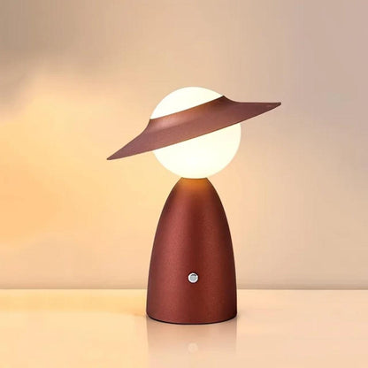 Adjustable Touch Control Table Lamp With Wireless Charging And Person With Hat Design