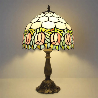 Antique Vintage Stained Glass Table Lamp