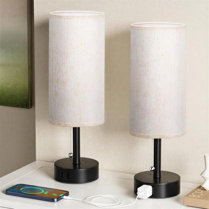 Bedside Table Lamp With Dimmable Lighting And Charging Ports