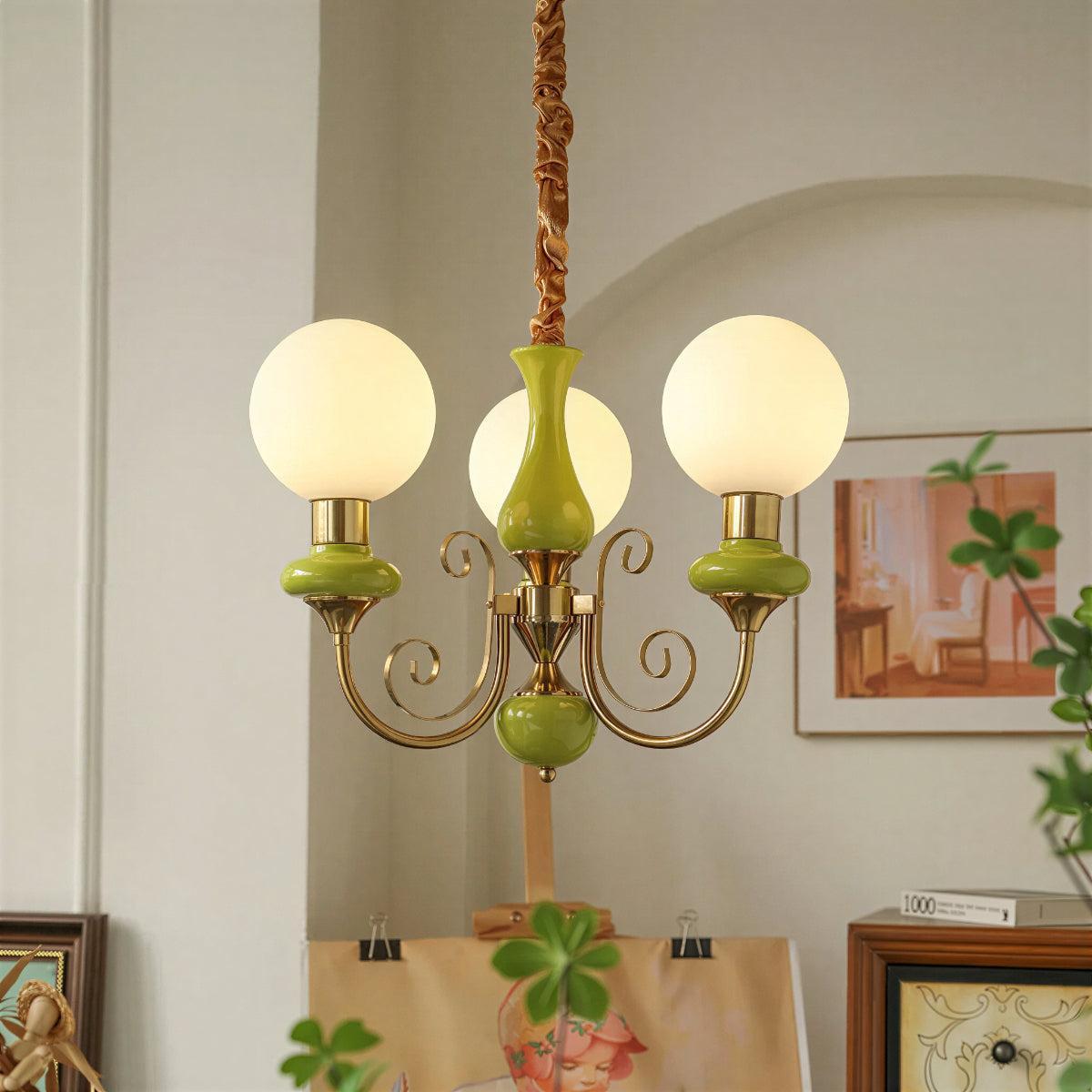 Chandelier Light With Modern Glass Globe Design