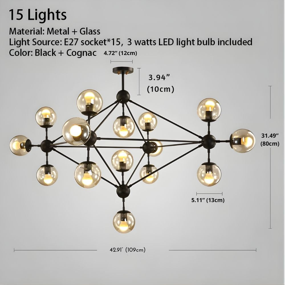 Contemporary Black Chandeliers 15/21 Heads