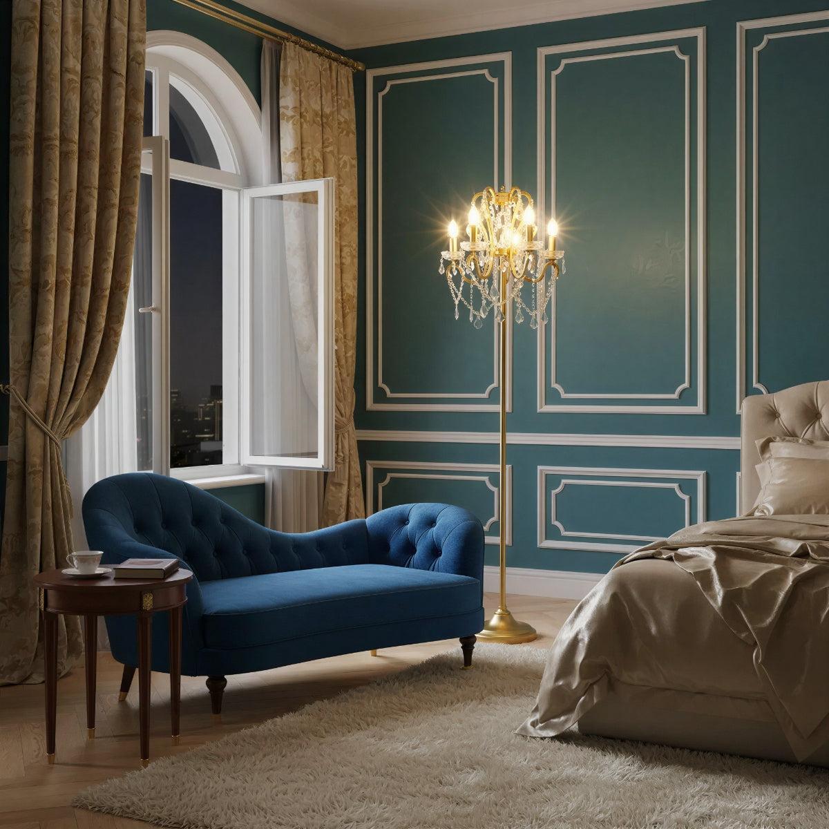 Crystal Floor Lamp for Living Room with Standing Light Design