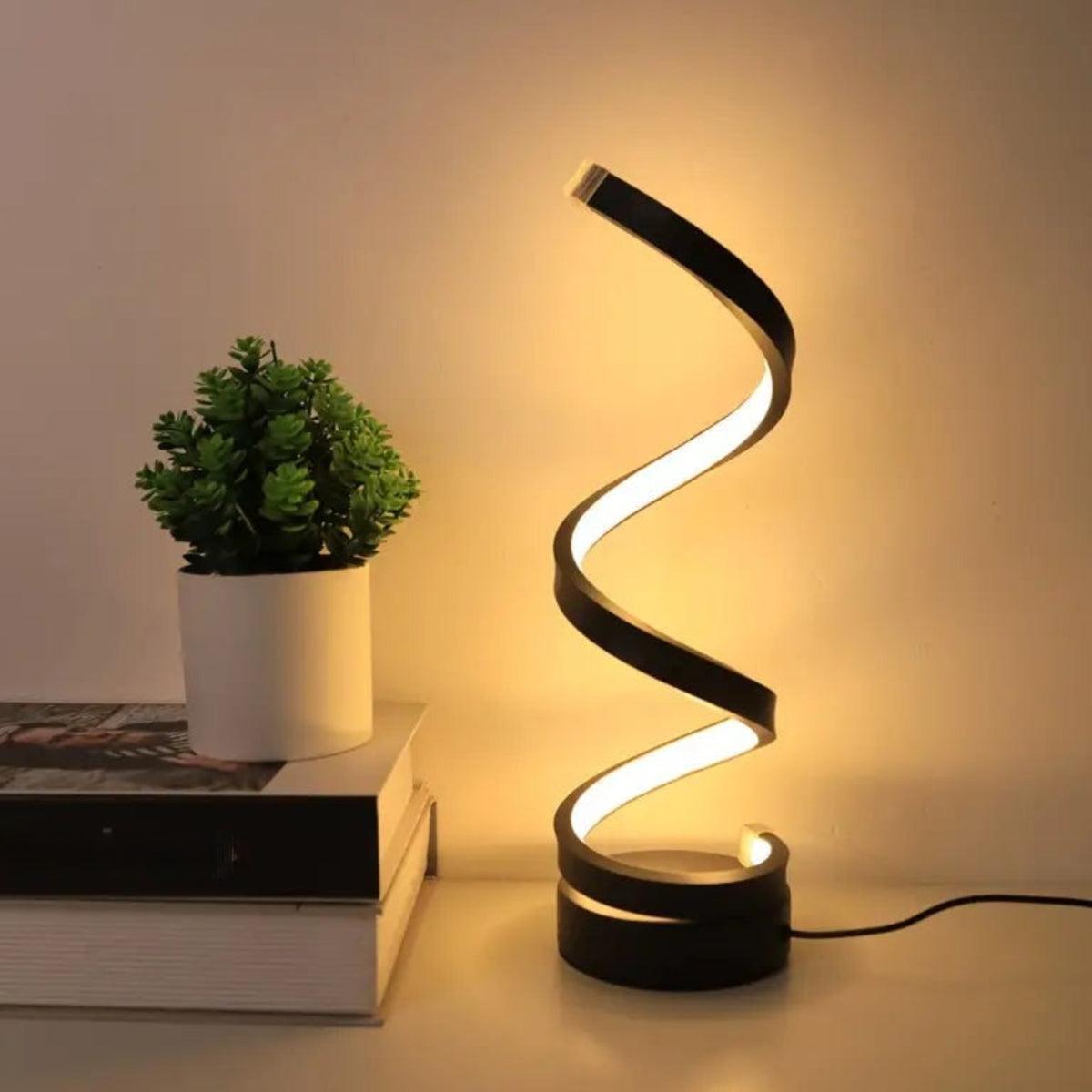 Curly Spiral Modern Table Lamp With USB-Powered Dimmable Lighting